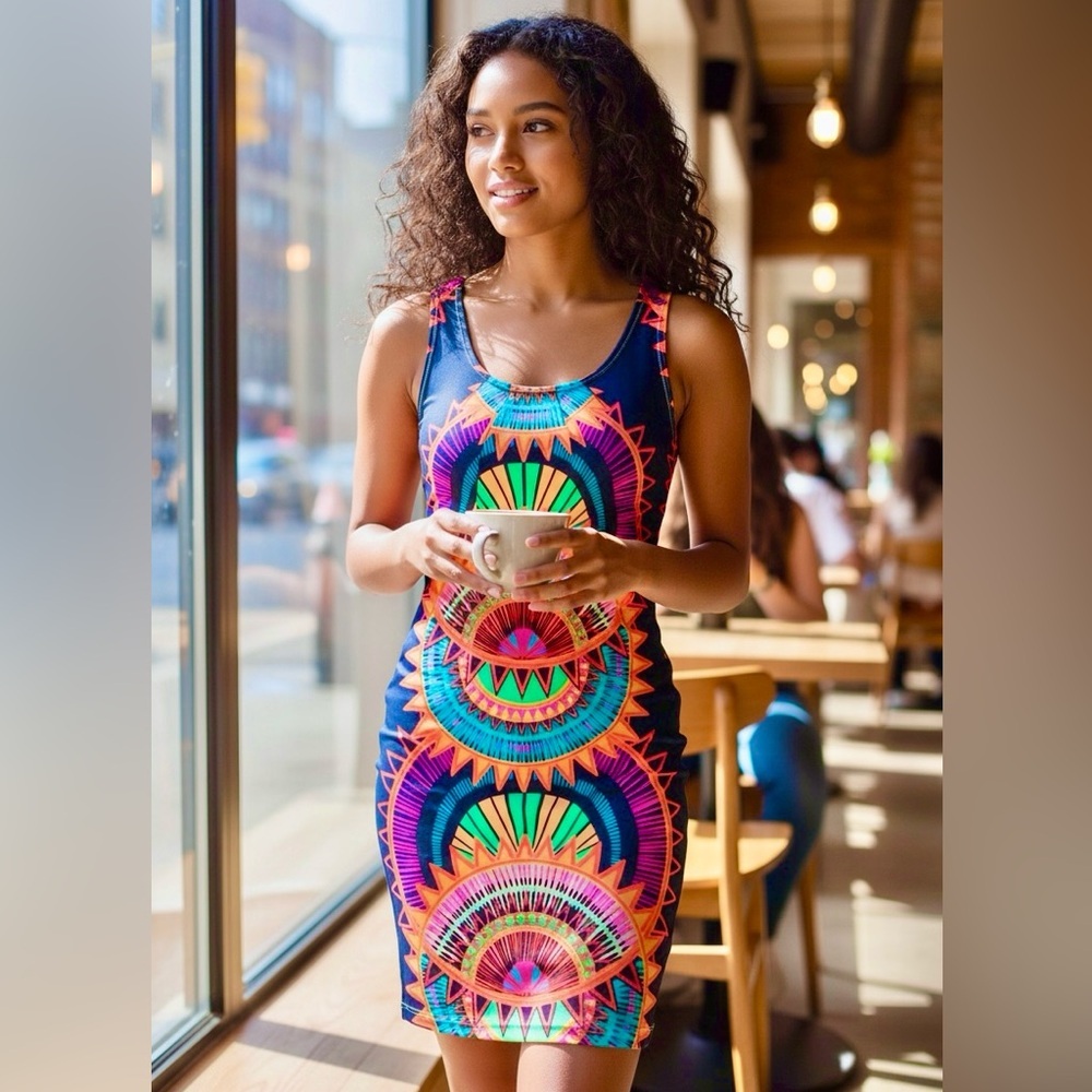 Mara Hoffman Vibrant Multicolor Sleeveless Mini Dress XS